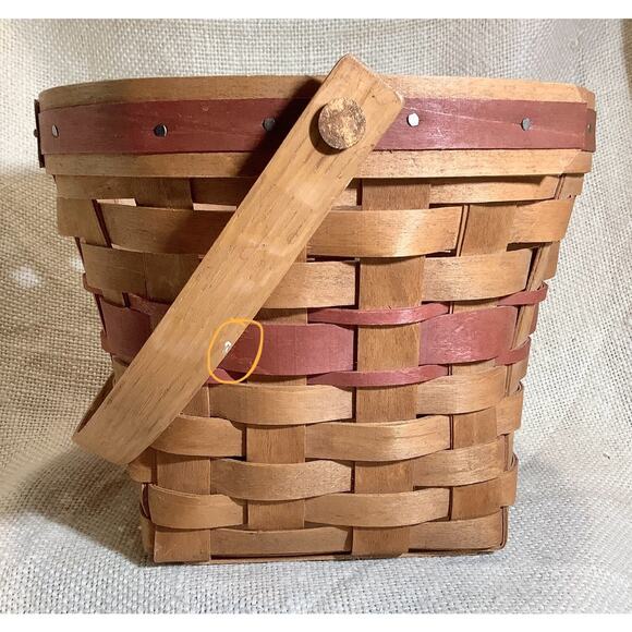 1988 LONGABERGER Christmas Collection red Poinsettia basket initials M E B - Picture 3 of 9